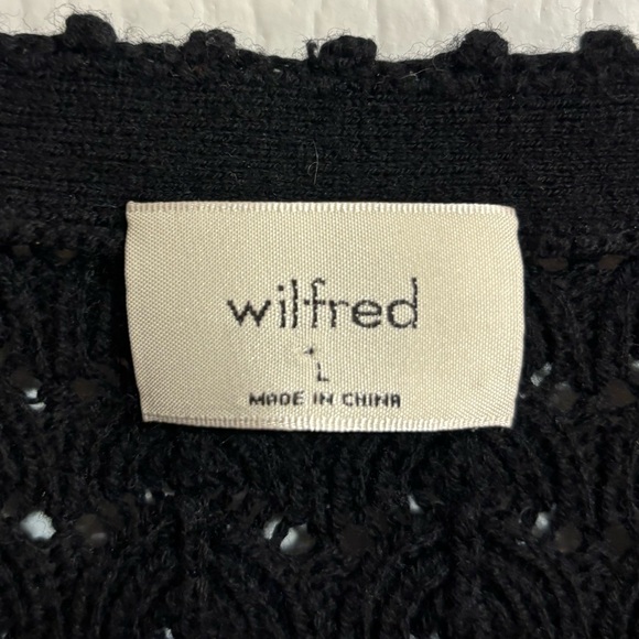 Aritzia Wilfred Fika Puff Sleeve Knit Cotton Buttoned Black Cardigan Size Large - Picture 14 of 14